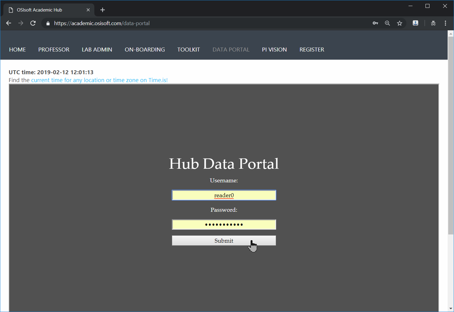 "Hub Data Portal Home"