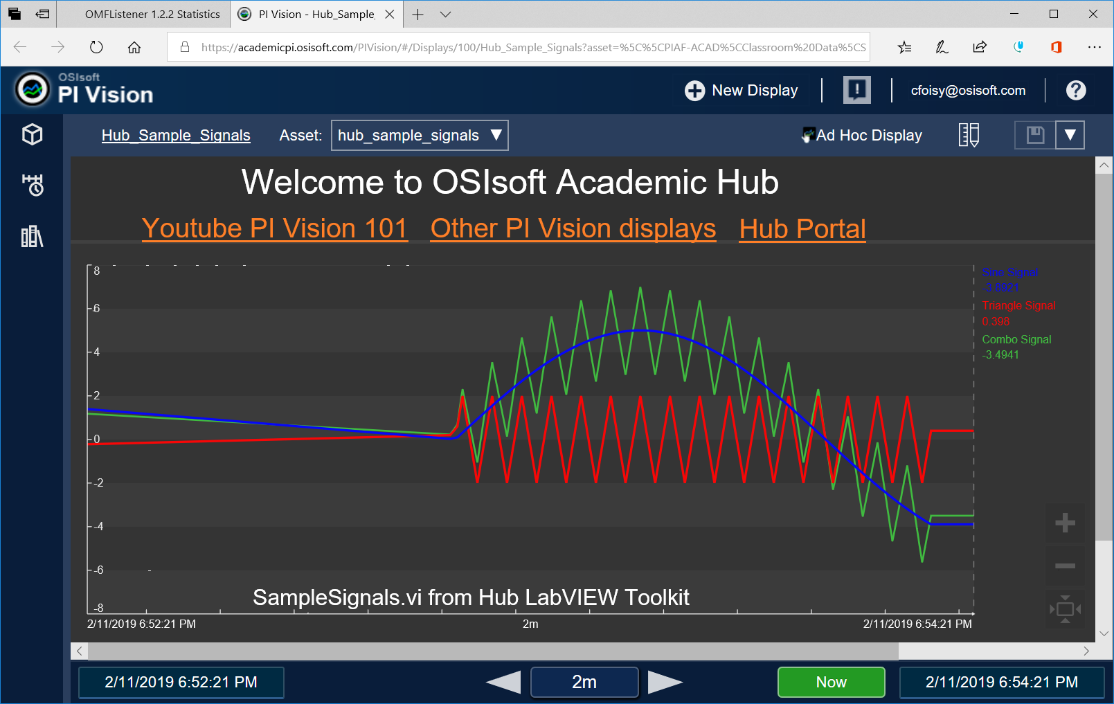 Hub SampleSignals PI Vision Display
